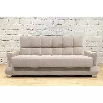 Прямой диван «Прайм 5», книжка, микровелюр, НПБ, цвет светло-серый / МДФ светлый