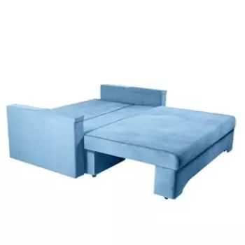 Прямой диван «Твист 1», механизм еврокнижка, велюр, цвет синий