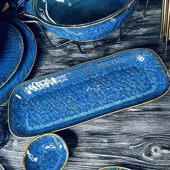 Прямоугольное блюдо Lenardi Aquamarine, 34х18.5х3.5 см