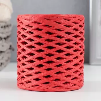 Пряжа 100% целлюлоза "Softino Raffia Color" ленточная, красная 200м ±2м 120 гр