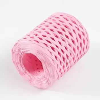 Пряжа 100% целлюлоза "Softino Raffia Color" ленточная, розовая 200м ±2м 120 гр