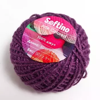 Пряжа 100% джут "Softino Jute Colored" 50м ±2м пурпур 50 гр