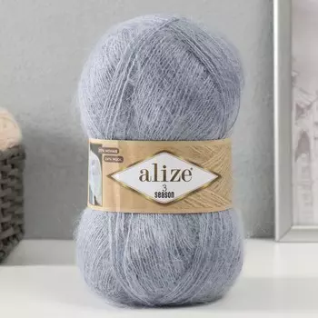 Пряжа "3 Season" 51% акрил, 25% мохер, 24% шерсть 500м/100гр (21- серый)