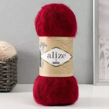 Пряжа "3 Season" 51% акрил, 25% мохер, 24% шерсть 500м/100гр (57-бордовый)