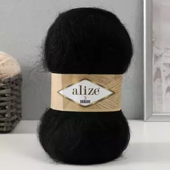 Пряжа "3 Season" 51% акрил, 25% мохер, 24% шерсть 500м/100гр (60-чёрный)