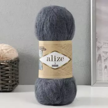 Пряжа "3 Season" 51% акрил, 25% мохер, 24% шерсть 500м/100гр (87-угольно-серый)