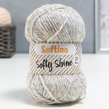 Пряжа 70% акрил, 30% шёлк "Softy Shine" 50 гр 85 м цвет 01 белая