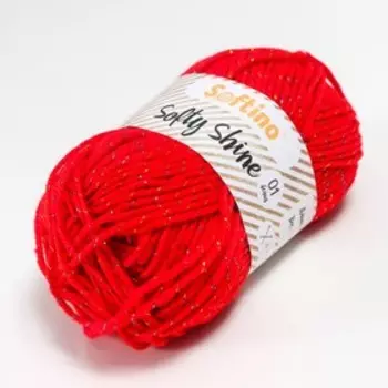 Пряжа 70% акрил, 30% шёлк "Softy Shine" 50 гр 85 м цвет 07 красная