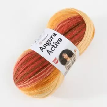Пряжа для вязания спицами, крючком YarnArt, Angora Active, 20% шерсть, 80% акрил, 500 м/100 г, (844 бордово-персиковый)