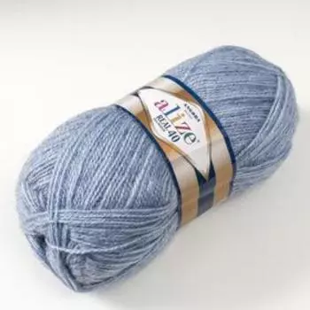 Пряжа "Angora real 40" 60% акрил, 40% шерсть 430м/100гр (221 св.джинс)