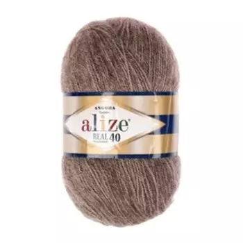 Пряжа для вязания спицами, крючком ALIZE, Angora real 40, 60% акрил, 40% шерсть, 430 м/100 г, (553 бежев. мел)