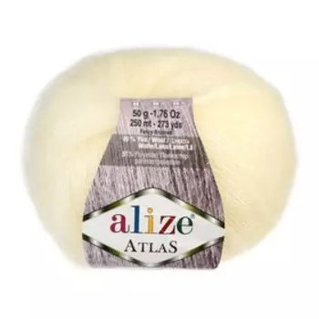 Пряжа "Atlas" 49% шерсть, 51% полиэстер, 250м/50гр (62 молочный)