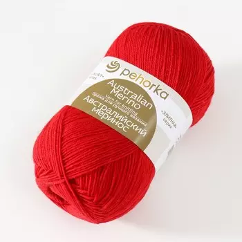 Пряжа "Австралийский меринос" 95%меринос. шерсть,5% акрил объёмный 400м/100гр (06-Красный)
