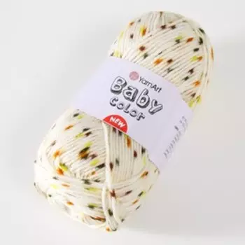 Пряжа "Baby color" 100% акрил 150м/50гр (206 молочн-оранж/крап)