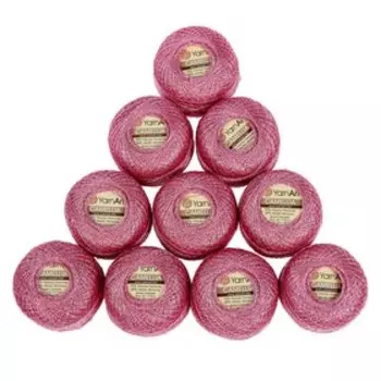 Пряжа "Camelia" 70% полиэстер, 30% люрекс 190м/20гр (415 розовый)