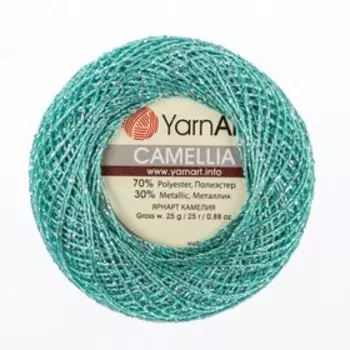 Пряжа "Camelia" 70% полиэстер, 30% люрекс 190м/25±5гр (427 мята)