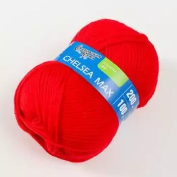 Пряжа Chelsea MAX (Челси max) 50% шерсть англ.кроссбред, 50% акрил 200м/100гр (213 кармин)