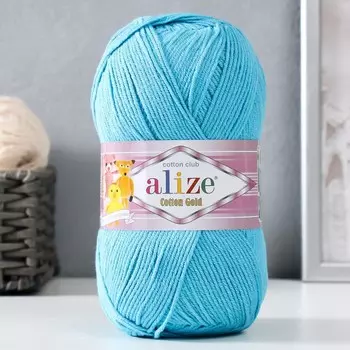 Пряжа "Cotton Gold" 55% хлопок, 45% акрил, 330м/100гр (287 бирюзовый)
