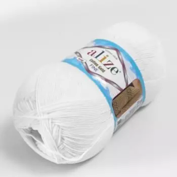 Пряжа "Cotton gold fine" 55% хлопок, 45% акрил 470м/100гр (55 белый)