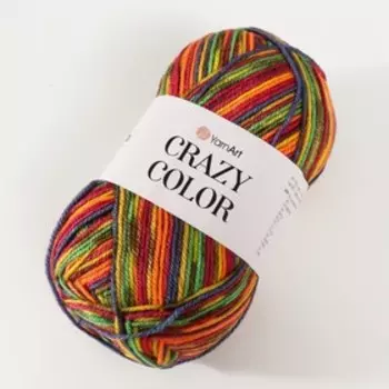 Пряжа для вязания спицами, крючком YarnArt, Crazy color, 25% шерсть, 75% акрил, 260 м/100 г, (148)