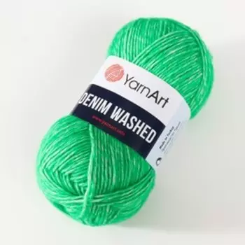 Пряжа "Denim Washed" 30% акрил 70% хлопок 130м/50гр (909 яркая зелень)