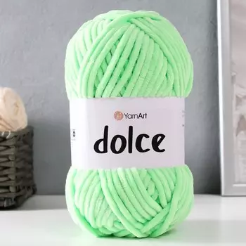 Плюшевая пряжа для вязания спицами, крючком YarnArt, Dolce, 100% микрополиэстер, 120 м/100 г, (850 яр. салат)