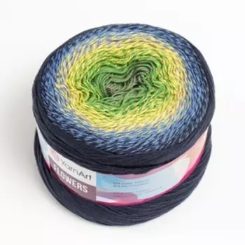 Пряжа "Flowers" 55% хлопок, 45% полиакрил 1000м/250гр (250 разноцветный)