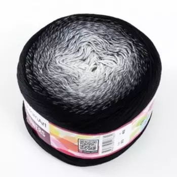 Пряжа "Flowers" 55% хлопок, 45% полиакрил 1000м/250гр (253 черный-серый)