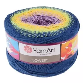 Пряжа "Flowers" 55% хлопок, 45% полиакрил 1000м/250гр (257 разноцветный)