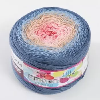 Пряжа "Flowers" 55% хлопок, 45% полиакрил 1000м/250гр (262 сталь-розовый)