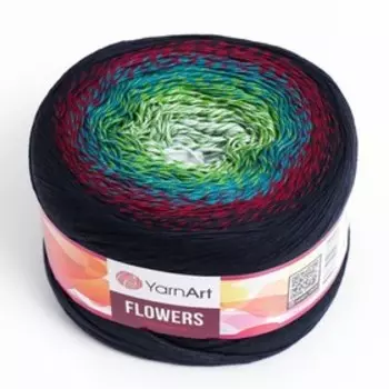 Пряжа "Flowers" 55% хлопок, 45% полиакрил 1000м/250гр (266 разноцветный)