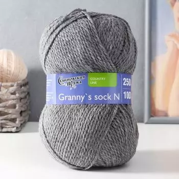 Пряжа Granny`s sock N (Бабушкин носок Н) 100% акрил 250м/100гр м.серый (380)