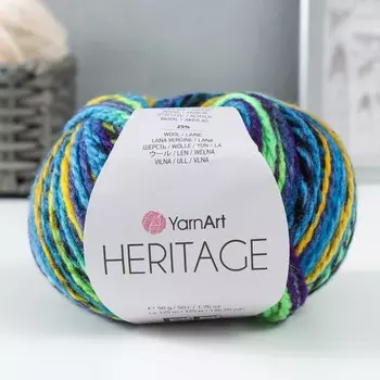 Пряжа "Heritage" 75% акрил, 25% шерсть 125м/50гр (334 синий-фиолет-жёлтый)