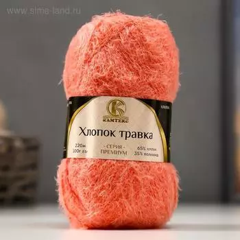 Пряжа "Хлопок травка" 65% хлопок 35% полиамид 220 м/100гр (037 персик)