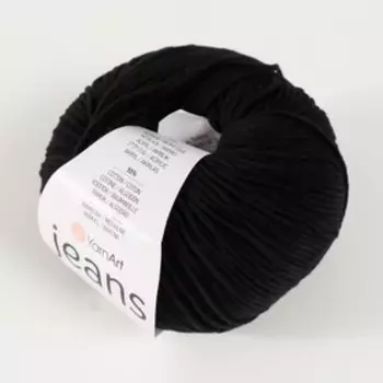 Пряжа для вязания спицами, крючком YarnArt, Jeans, 55% хлопок, 45% акрил, 160 м/50 г, (53 чёрный)