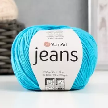 Пряжа "Jeans" 55% хлопок, 45% акрил 160м/50гр (55 яркая бирюза)