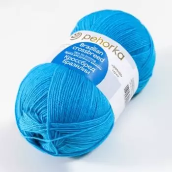 Пряжа "Кроссбред Бразилии" 50%меринос.шерсть, 50% акрил 500м/100гр (583-Бирюза)