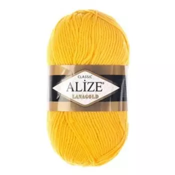 Пряжа "Lanagold" 51% акрил, 49% шерсть 240м/100гр (216 жёлтый)