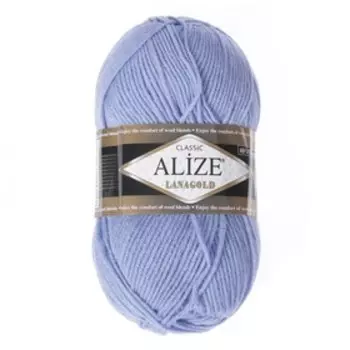Пряжа для вязания спицами, крючком ALIZE, Lanagold, 51% акрил, 49% шерсть, 240 м/100 г, (40 голубой)