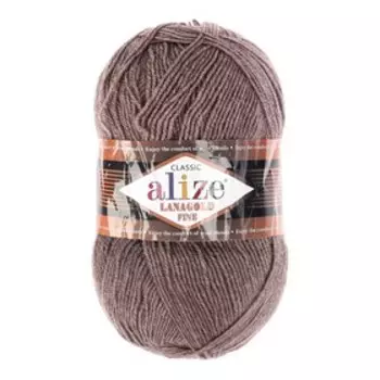 Пряжа "Lanagold fine" 49% шерсть, 51% акрил 390м/100гр (240 коричнев. мел)