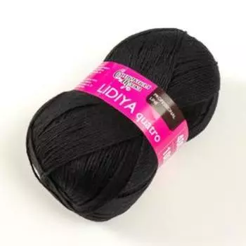 Пряжа Lidiya quatro (Лидия кватро) 50% шерсть, 50% акрил 400м/100гр (1 черный)