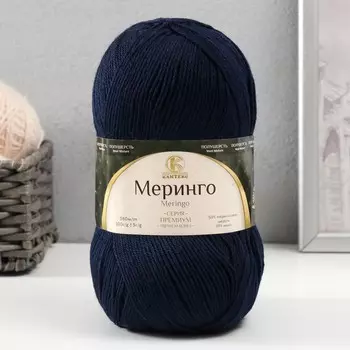 Пряжа "Меринго" 50% шерсть меринос, 50% акрил 380м/100гр (Синий 173)
