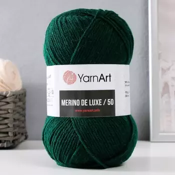 Пряжа "Merino de luxe 50" 50% шерсть, 50% акрил 280м/100г (590 т.зеленый)