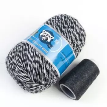 Пряжа "Mink wool" 90% пух норки,10% полиамид 350м/50гр + нитки (840 - зебра)