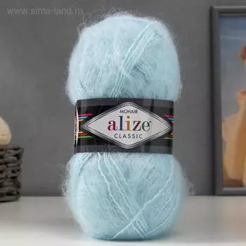 Пряжа "Mohair classic" 25% мохер, 24% шерсть, 51% акрил 200м/100гр (522 айсберг)