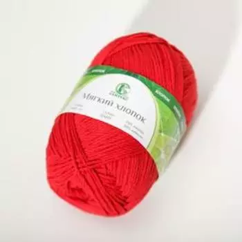 Пряжа для вязания спицами, крючком «Камтекс. Мягкий хлопок», 70% хлопок, 30% нейлон, 220 м/100 г, (046 красный)