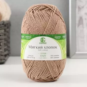 Пряжа "Мягкий хлопок" 70% хлопок, 30% нейлон 220м/100гр (бежевый - 005)