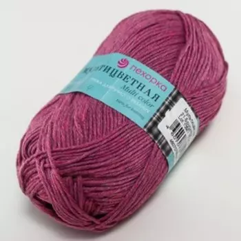 Пряжа "Мультицветная" 65%полиэстер, 35%хлопок 180м/50гр (21-Брусника)