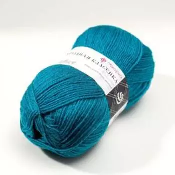 Пряжа "Народная классика" 30%шерсть, 70% акрил 400м/100гр (14 морская волна)