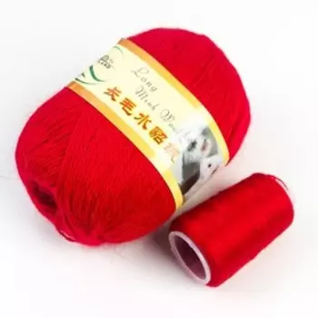 Пряжа Норка длинноворсовая 100% пух норки 50 г/350 м+нитки (17 т. красный)